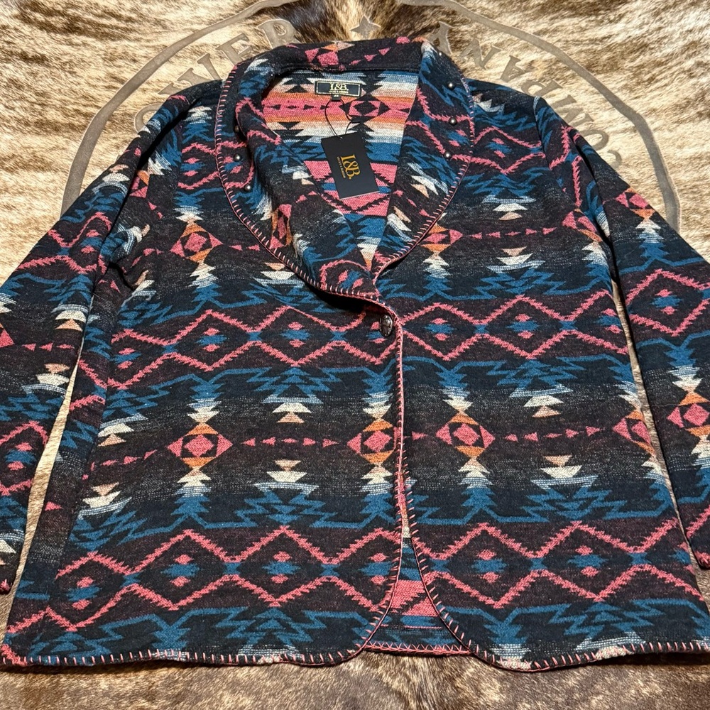 Women’s Lucky & Blessed Multicolor Patterned Blazer Plus-size 2x